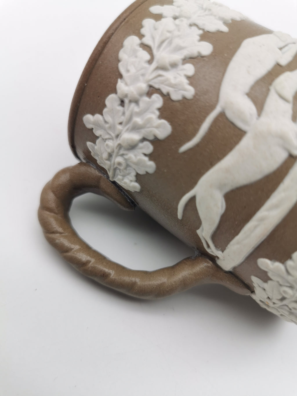 Antique Dudson Brown Jasperware Hunting Scene Cream Jug, Mid-Late 19th c