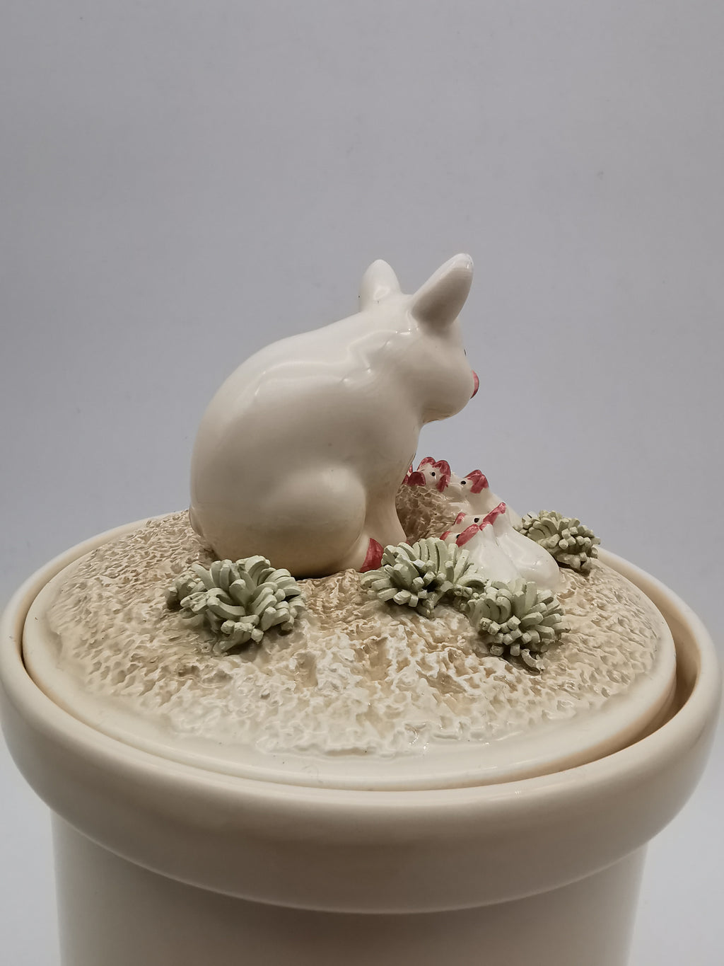 Vintage 1981 Fitz & Floyd "Country Day" Ceramic Pig Drippings Jar – Complete 3 Piece Set