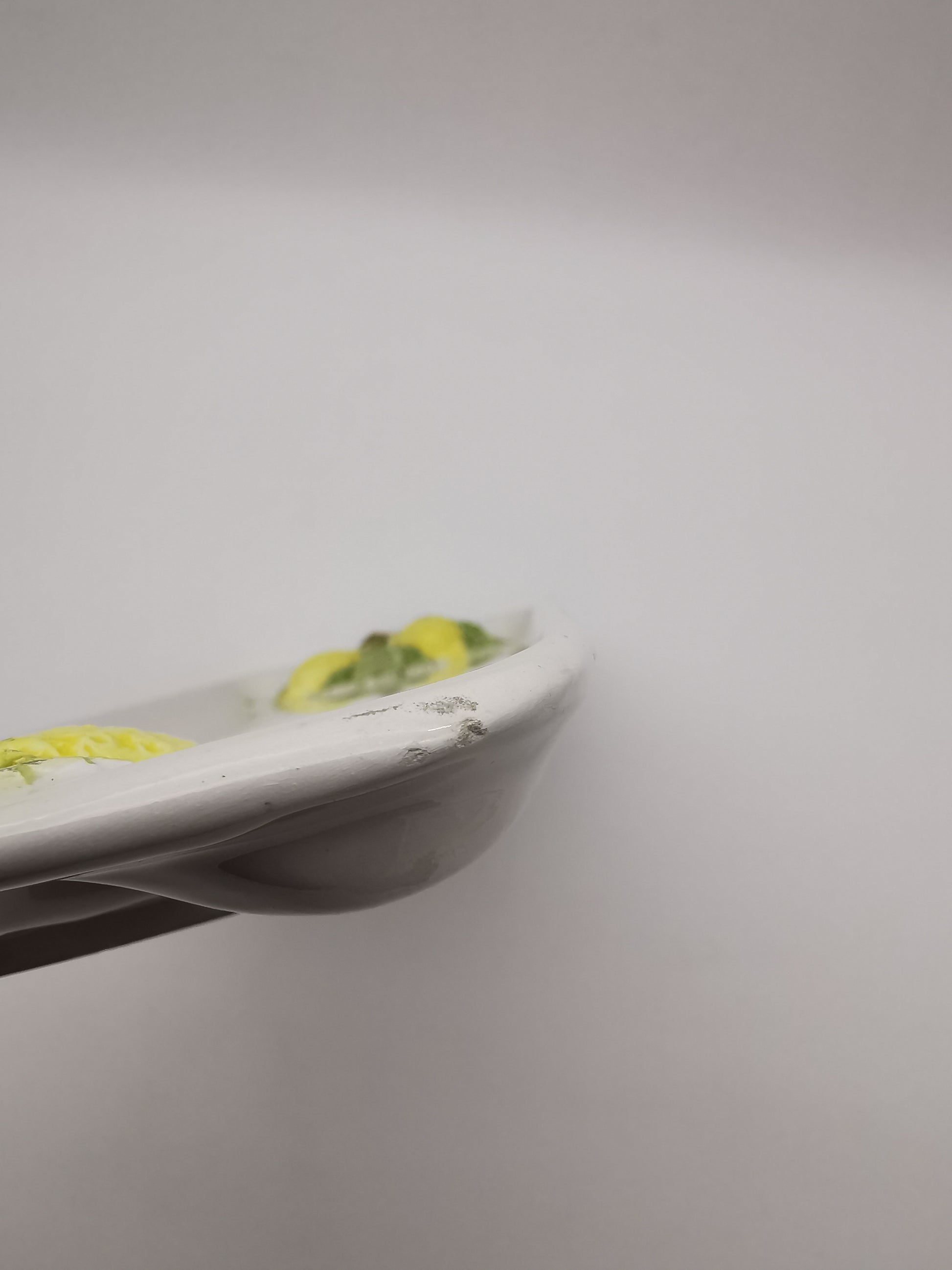 Vintage Bassano Italy Ceramic Lemon Serving Tray / Hand-Painted Majolica Rectangular Platter
