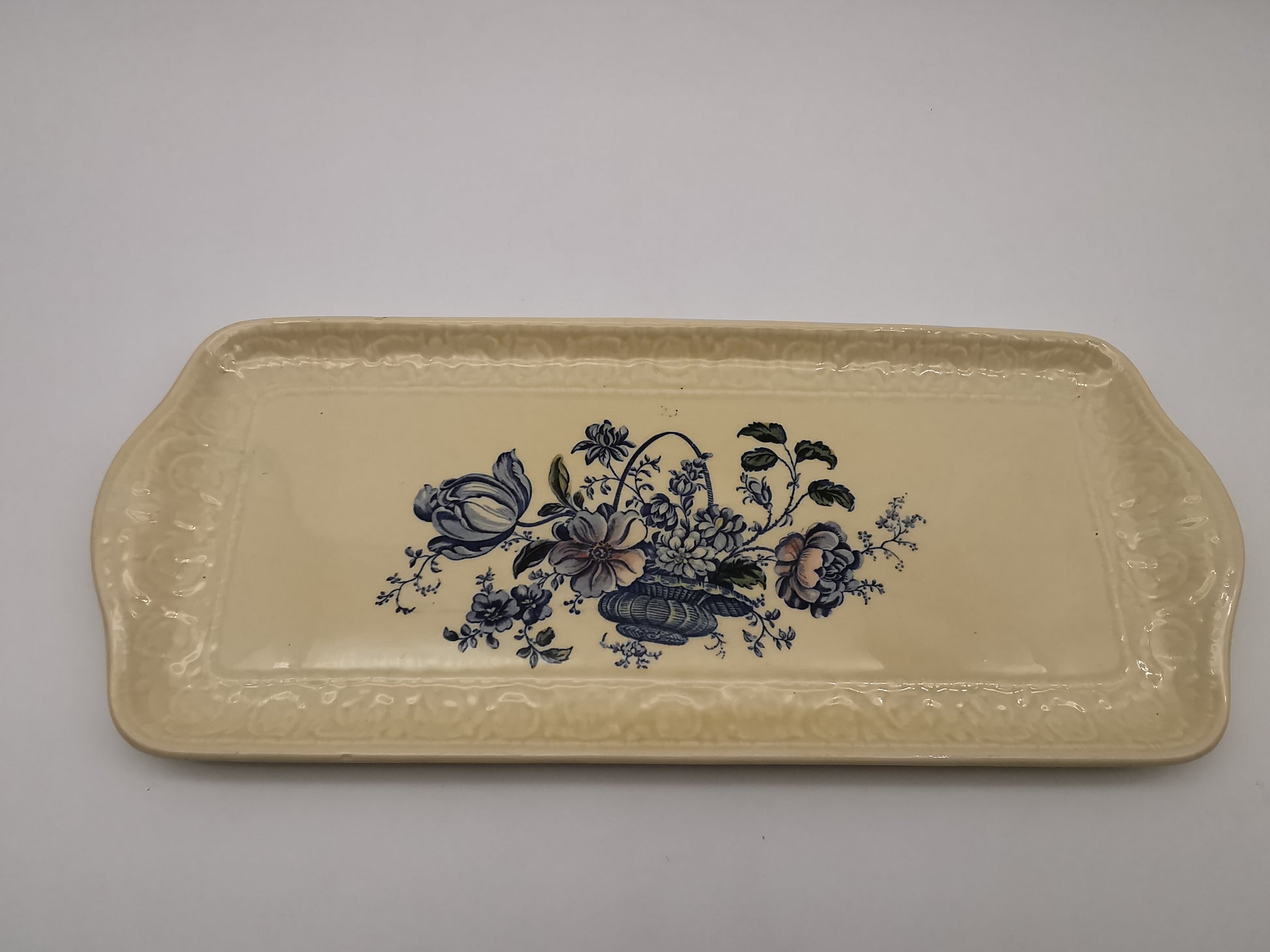 Royal Crownford "Charlotte" Blue and White Sandwich Tray – Staffordshire Ironstone Serving Platter