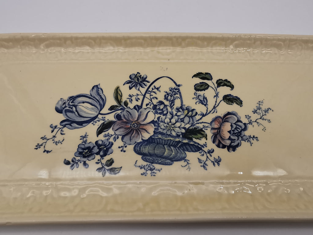 Royal Crownford "Charlotte" Blue and White Sandwich Tray – Staffordshire Ironstone Serving Platter