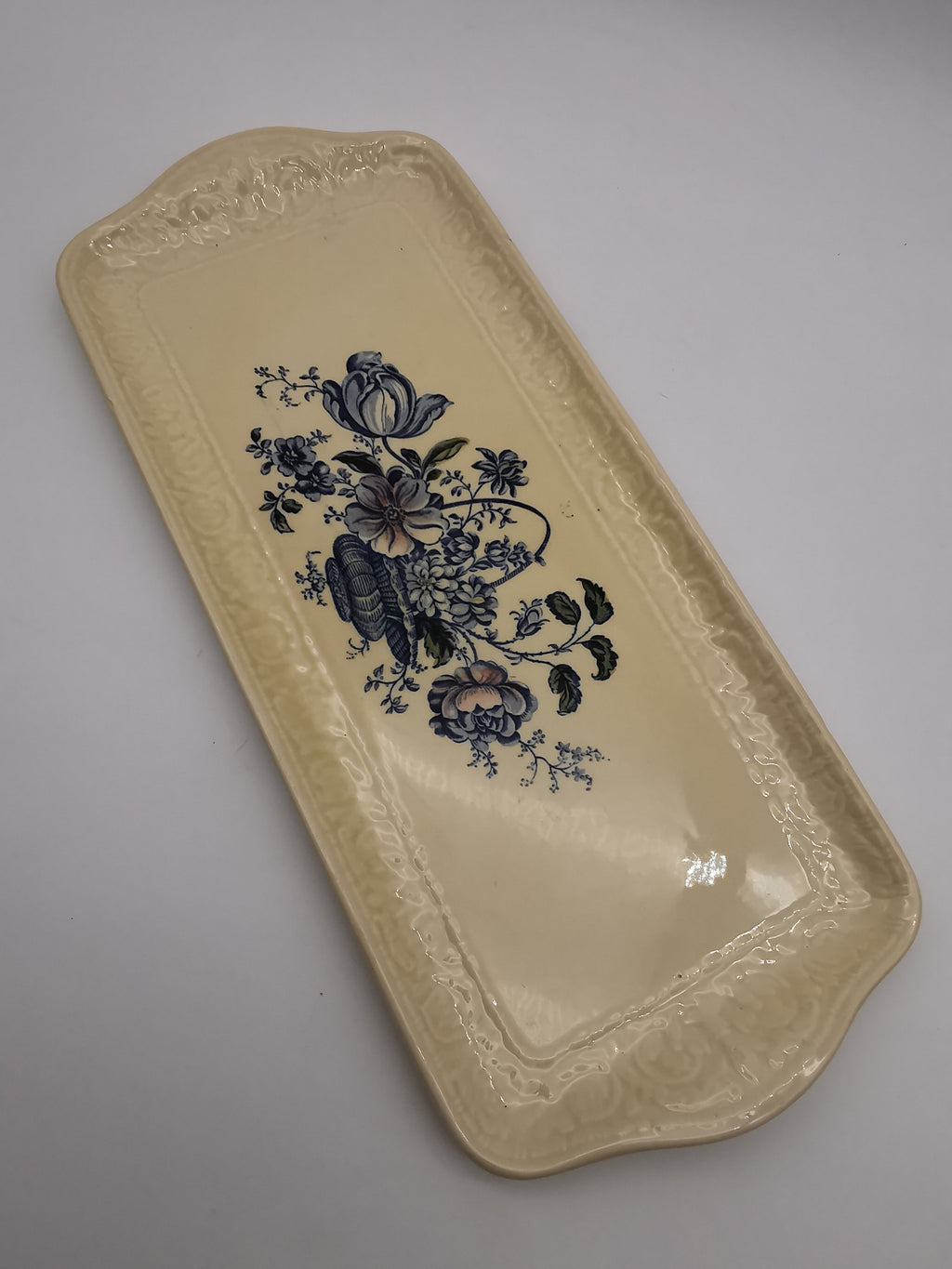 Royal Crownford "Charlotte" Blue and White Sandwich Tray – Staffordshire Ironstone Serving Platter