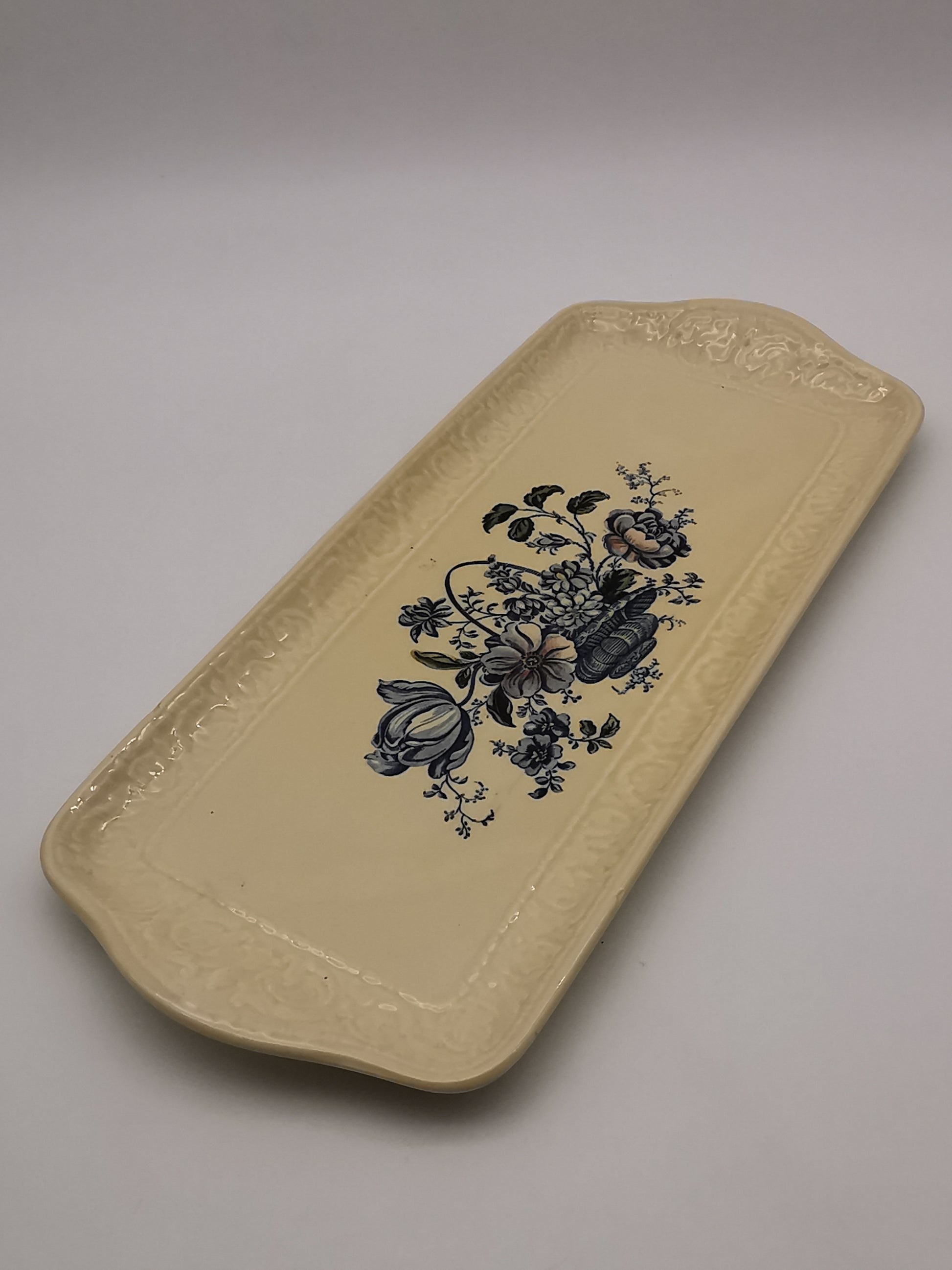 Royal Crownford "Charlotte" Blue and White Sandwich Tray – Staffordshire Ironstone Serving Platter