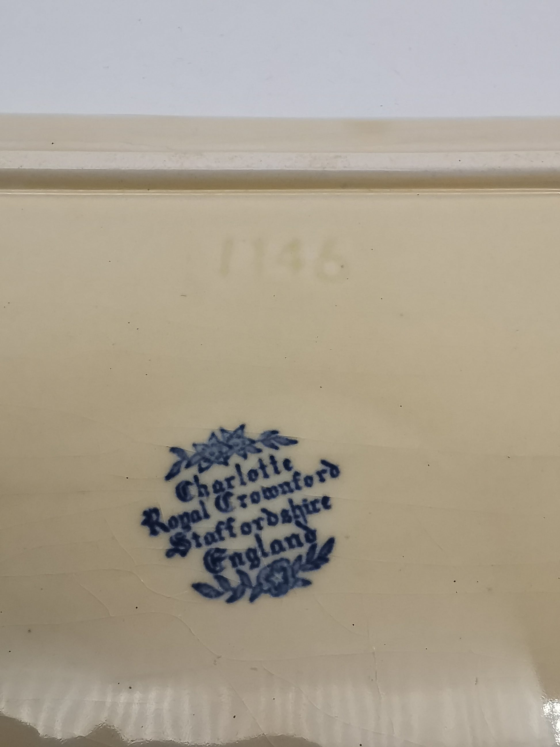 Royal Crownford "Charlotte" Blue and White Sandwich Tray – Staffordshire Ironstone Serving Platter