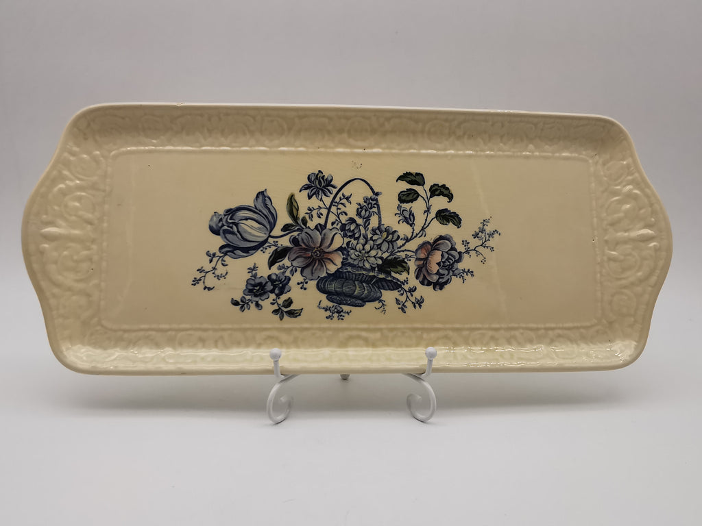 Royal Crownford "Charlotte" Blue and White Sandwich Tray – Staffordshire Ironstone Serving Platter