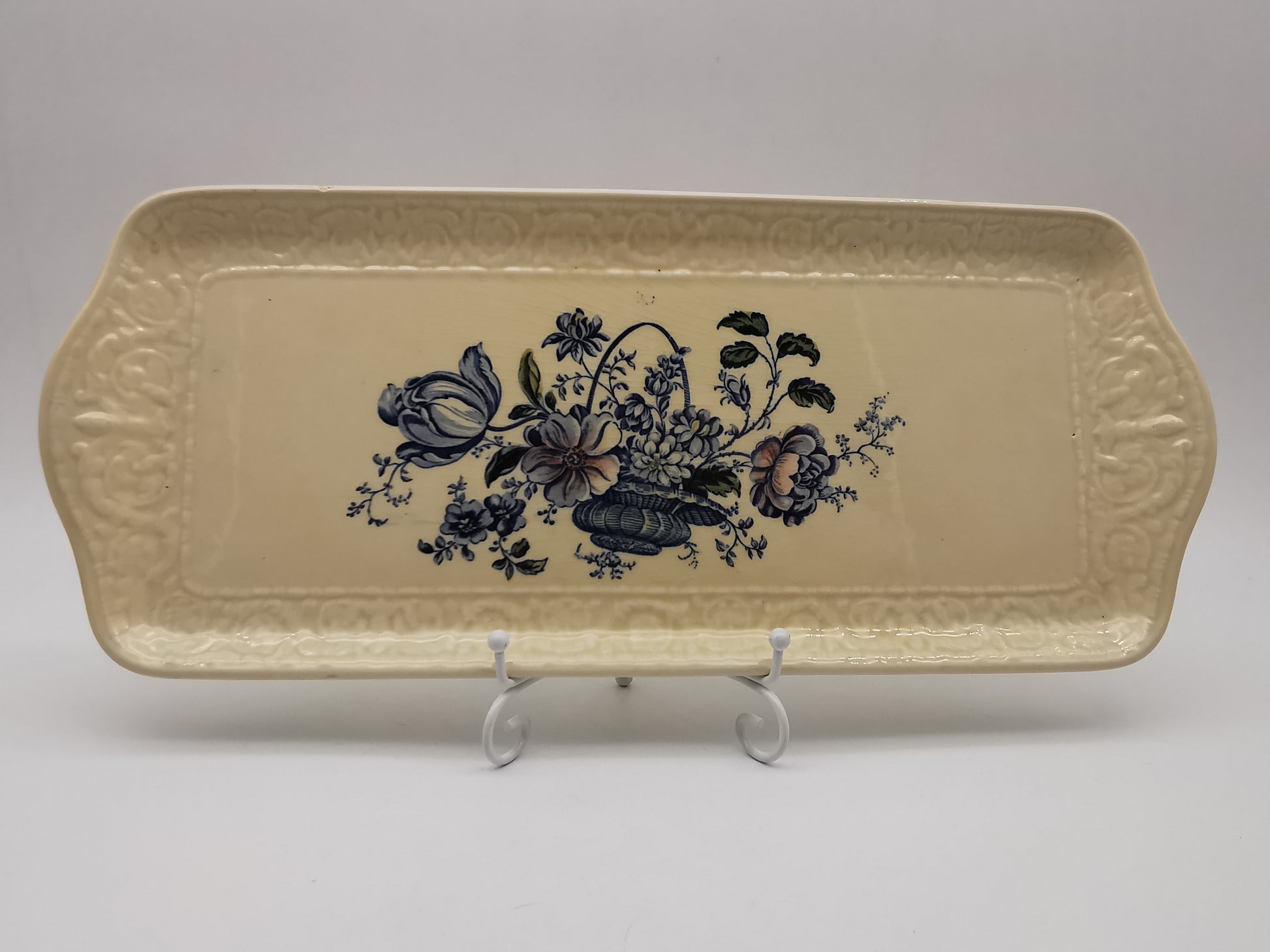 Royal Crownford "Charlotte" Blue and White Sandwich Tray – Staffordshire Ironstone Serving Platter