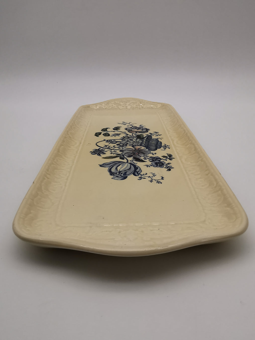 Royal Crownford "Charlotte" Blue and White Sandwich Tray – Staffordshire Ironstone Serving Platter