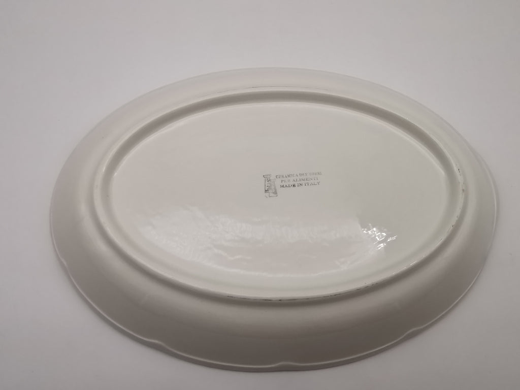 Large Vintage Italian Ceramic Serving Platter – 16" Beautiful Gooseberry Botanical Oval Tray