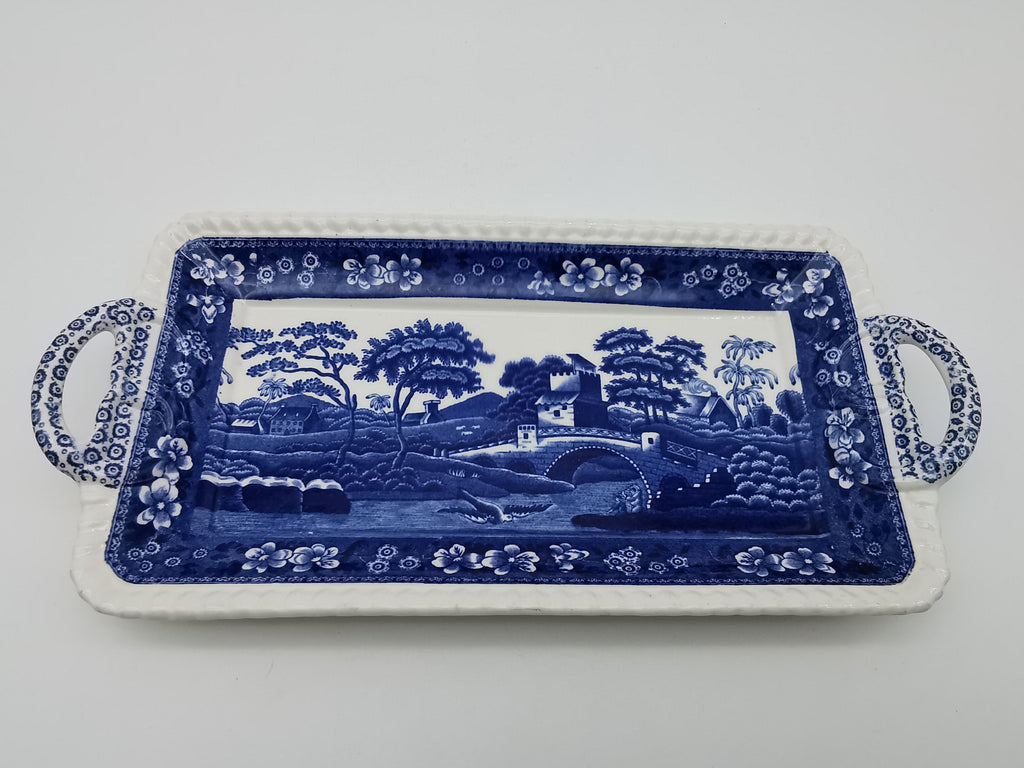 Vintage Copeland Spode's Tower Blue Twin-Handled Rectangular Sandwich Tray Platter