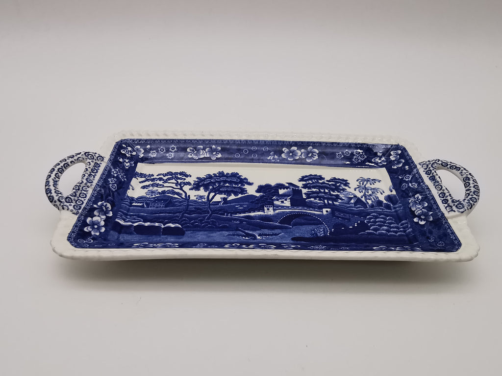 Vintage Copeland Spode's Tower Blue Twin-Handled Rectangular Sandwich Tray Platter
