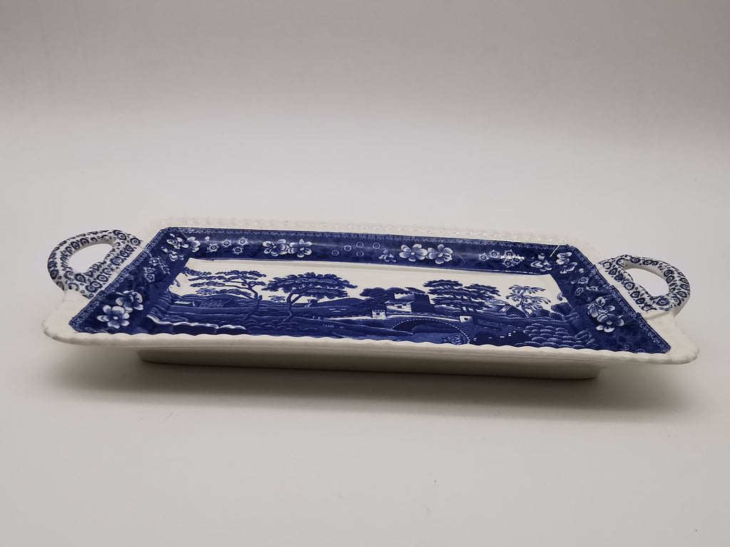 Vintage Copeland Spode's Tower Blue Twin-Handled Rectangular Sandwich Tray Platter