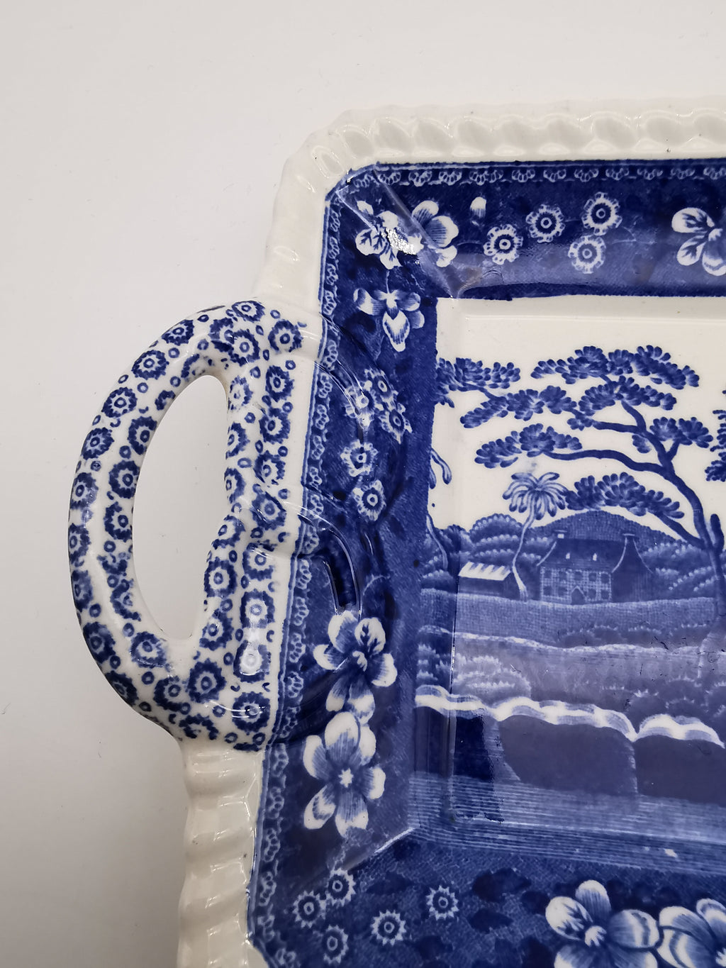 Vintage Copeland Spode's Tower Blue Twin-Handled Rectangular Sandwich Tray Platter