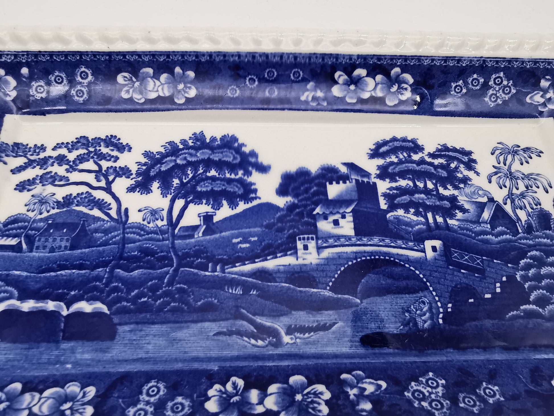 Vintage Copeland Spode's Tower Blue Twin-Handled Rectangular Sandwich Tray Platter