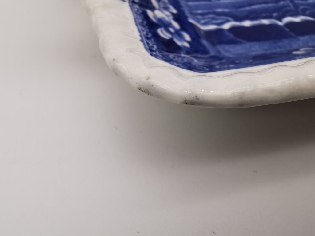 Vintage Copeland Spode's Tower Blue Twin-Handled Rectangular Sandwich Tray Platter