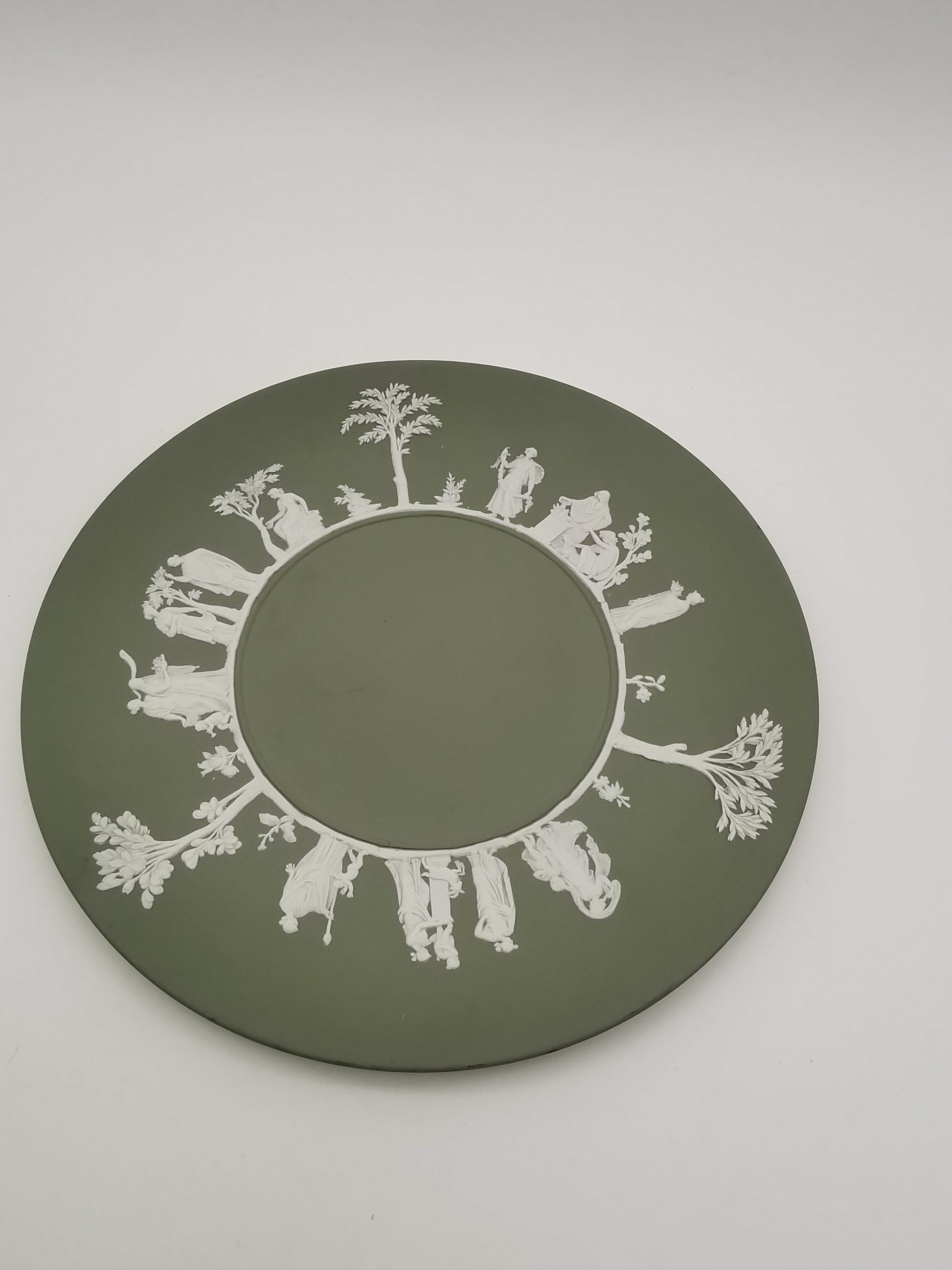 Vintage Wedgwood Sage Green Jasperware Plate 24cm