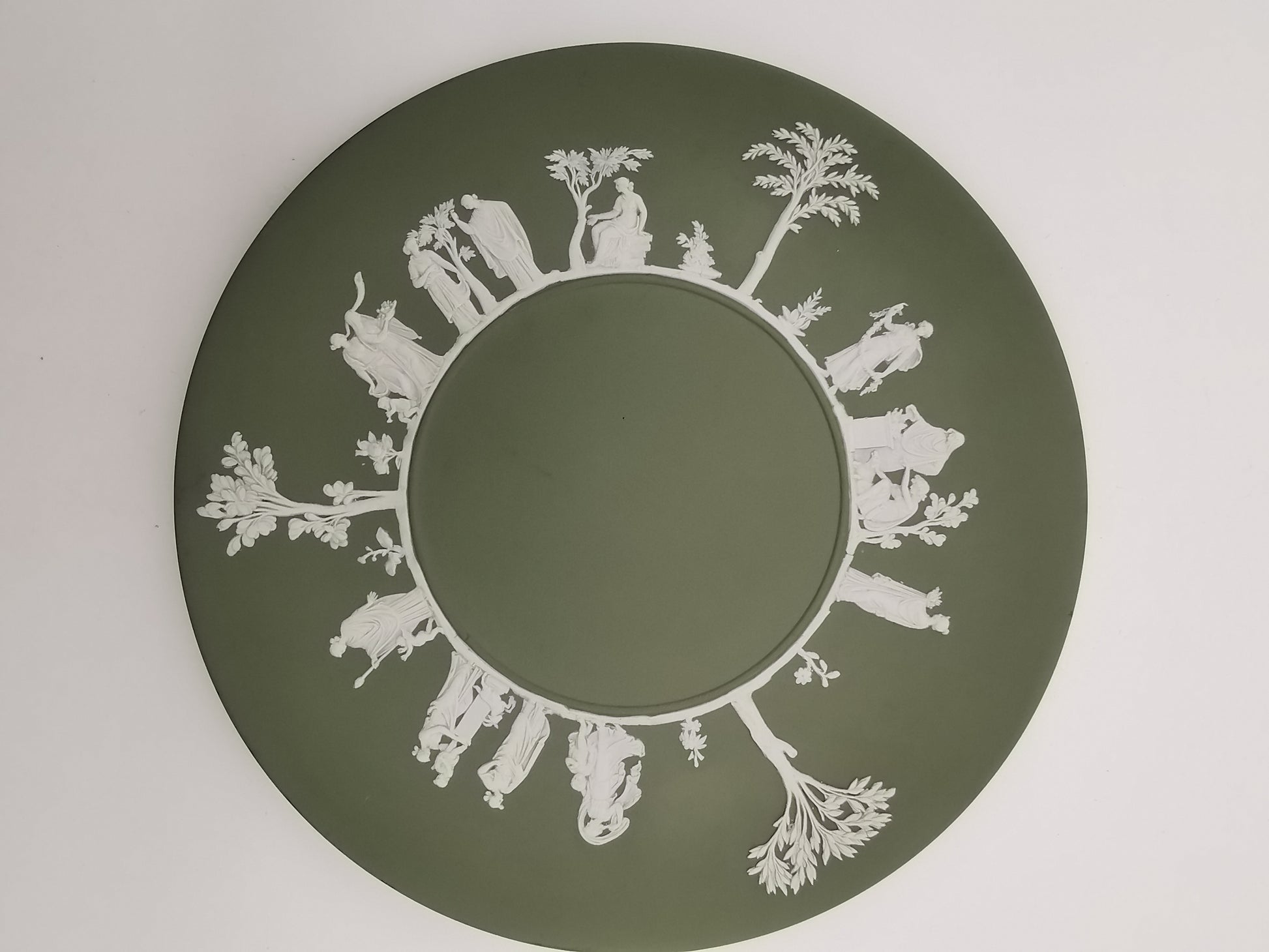 Vintage Wedgwood Sage Green Jasperware Plate 24cm
