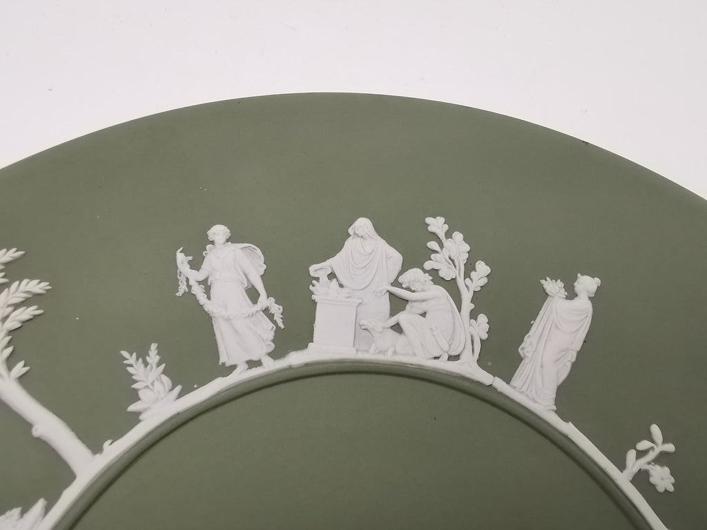 Vintage Wedgwood Sage Green Jasperware Plate 24cm