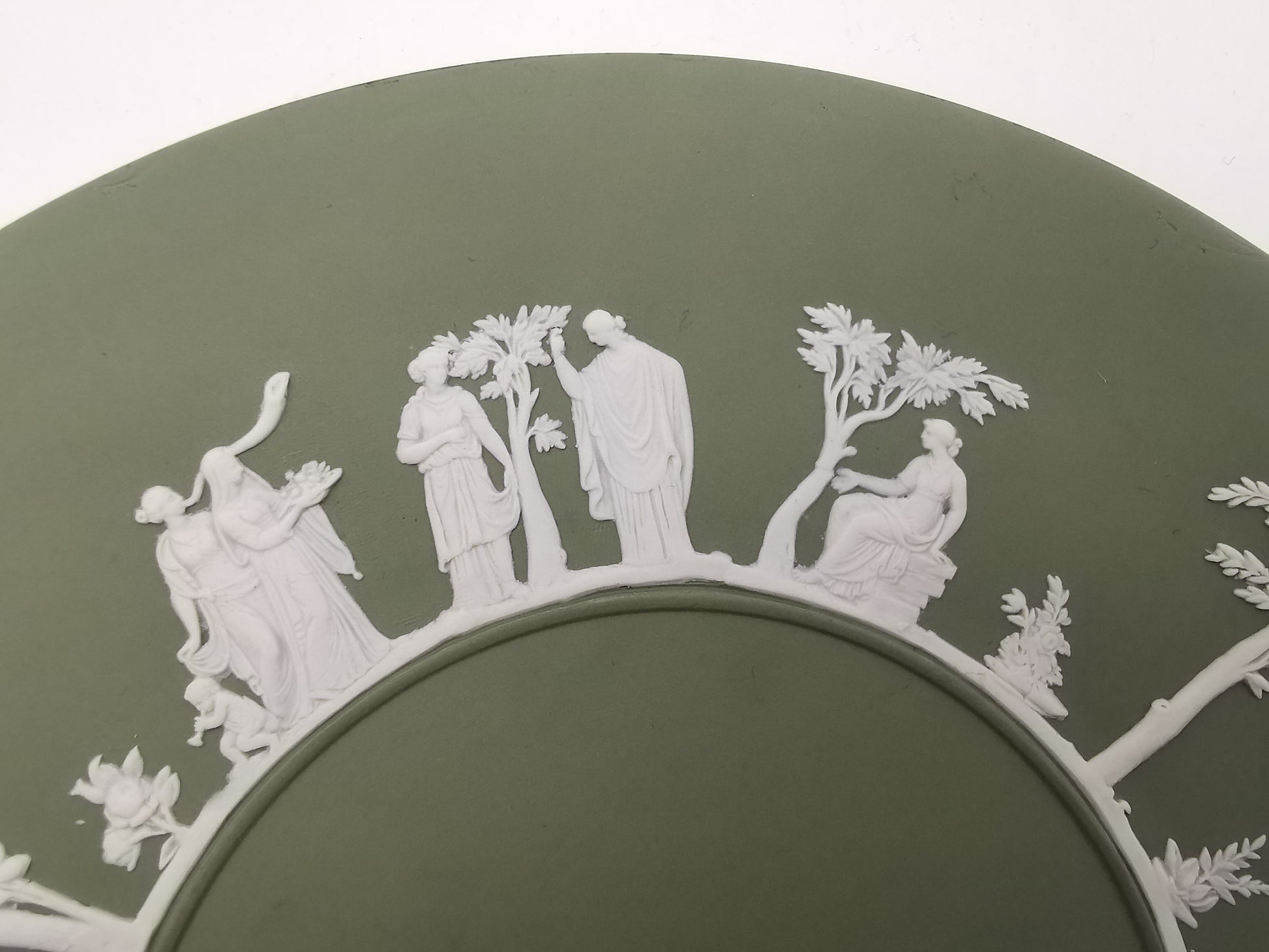 Vintage Wedgwood Sage Green Jasperware Plate 24cm