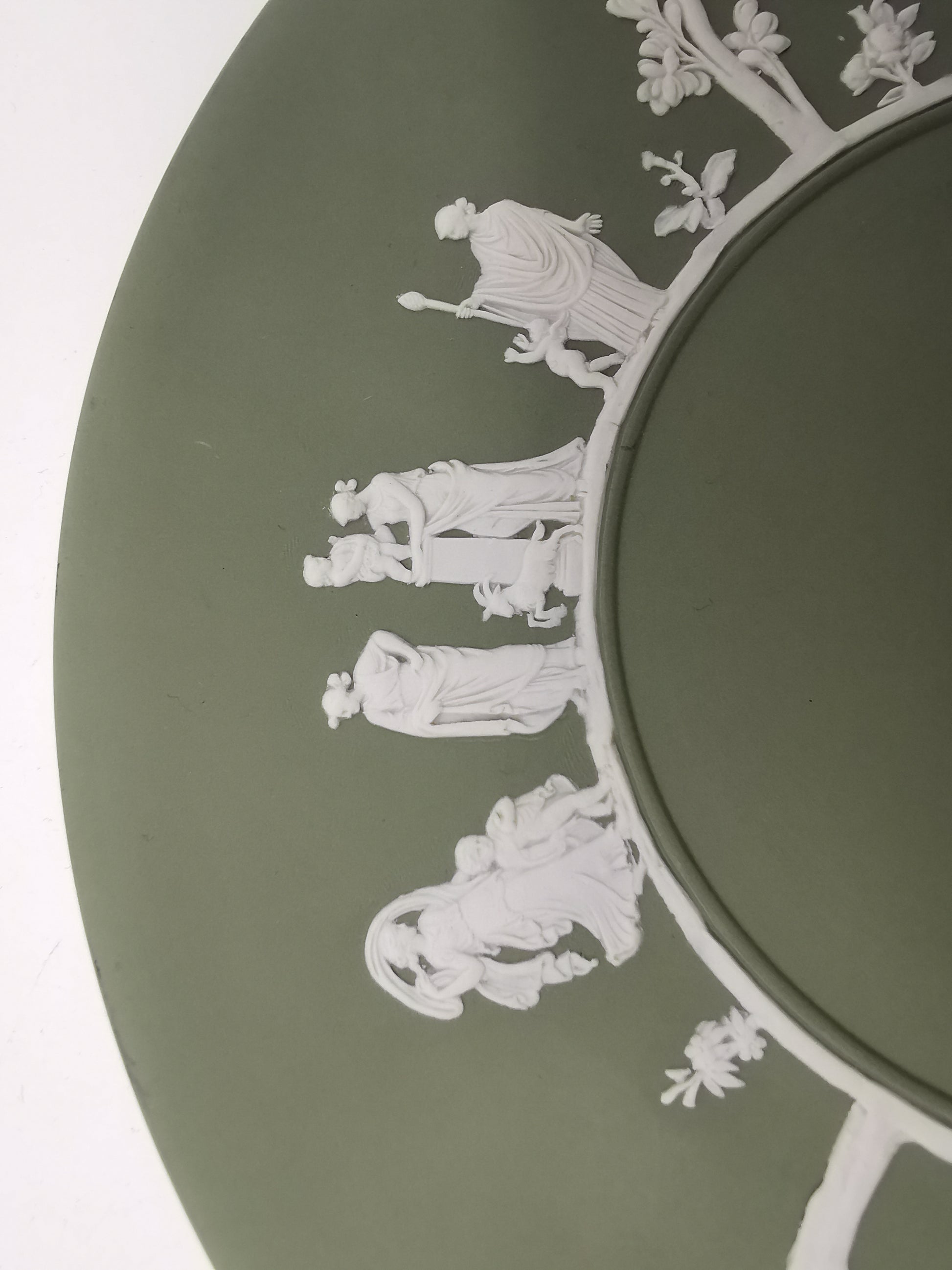 Vintage Wedgwood Sage Green Jasperware Plate 24cm