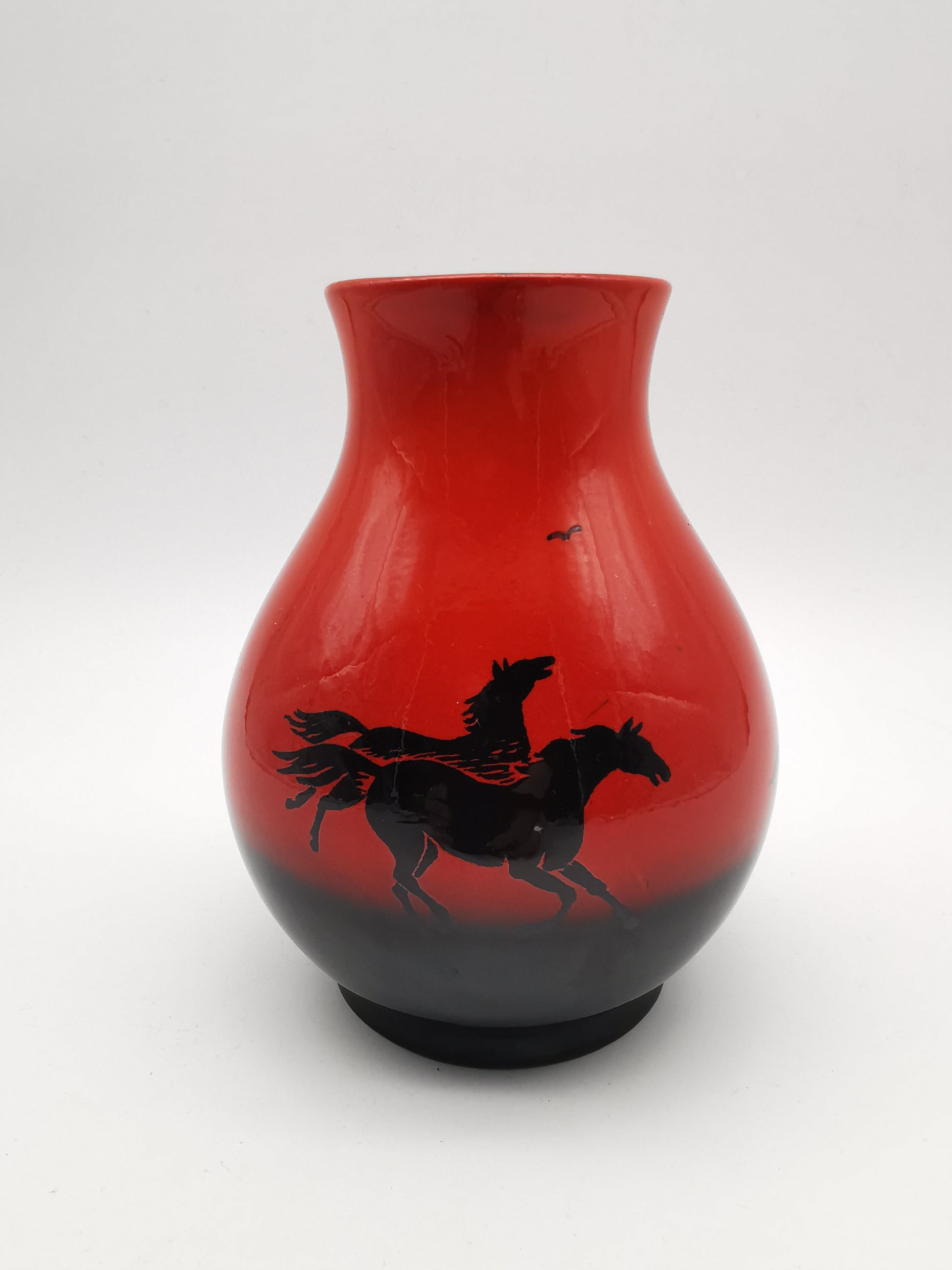 Vintage SylvaC "Wild Horses" Flambé Vase - Red & Black Sunset, Pattern 4264