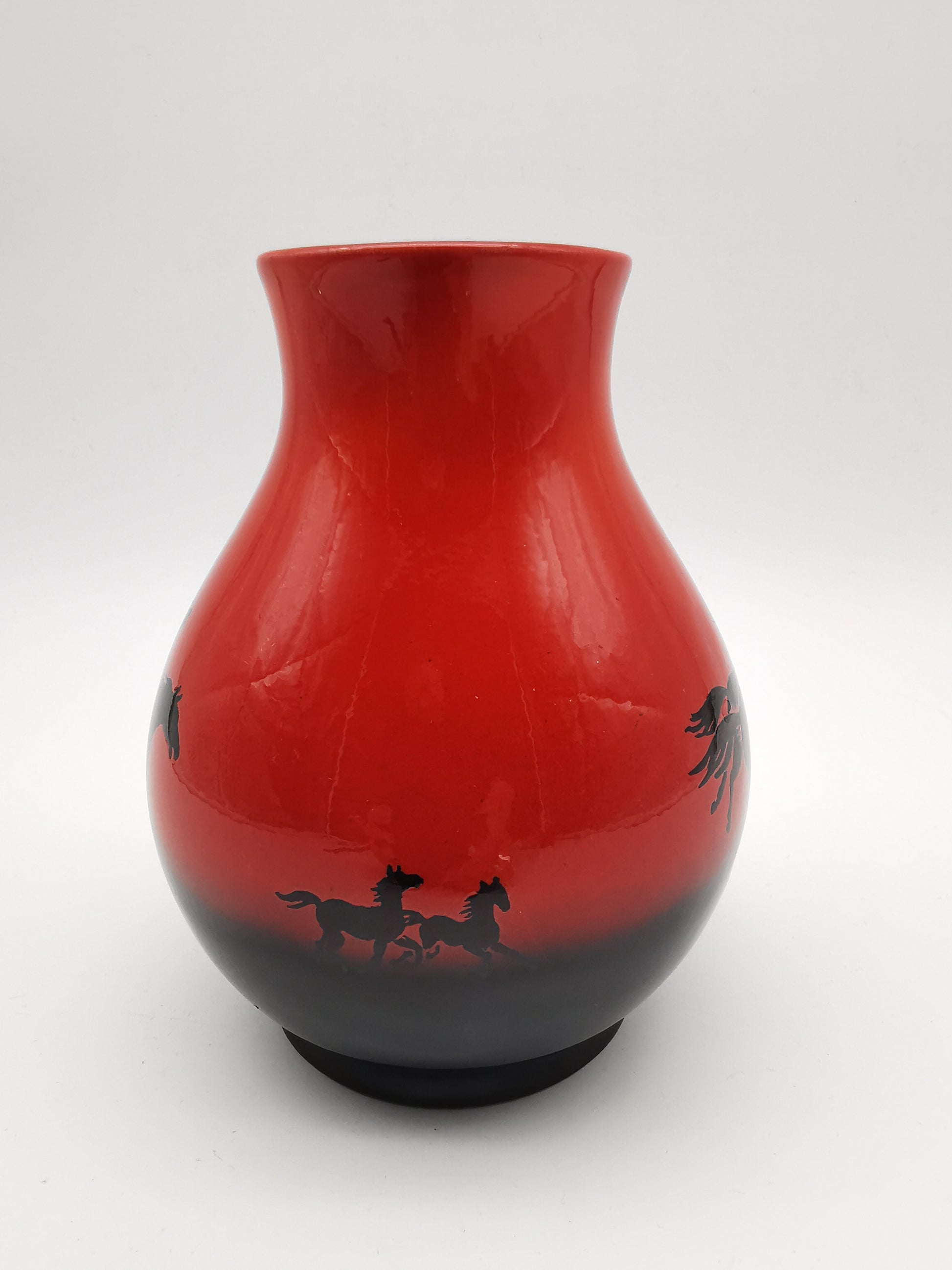 Vintage SylvaC "Wild Horses" Flambé Vase - Red & Black Sunset, Pattern 4264