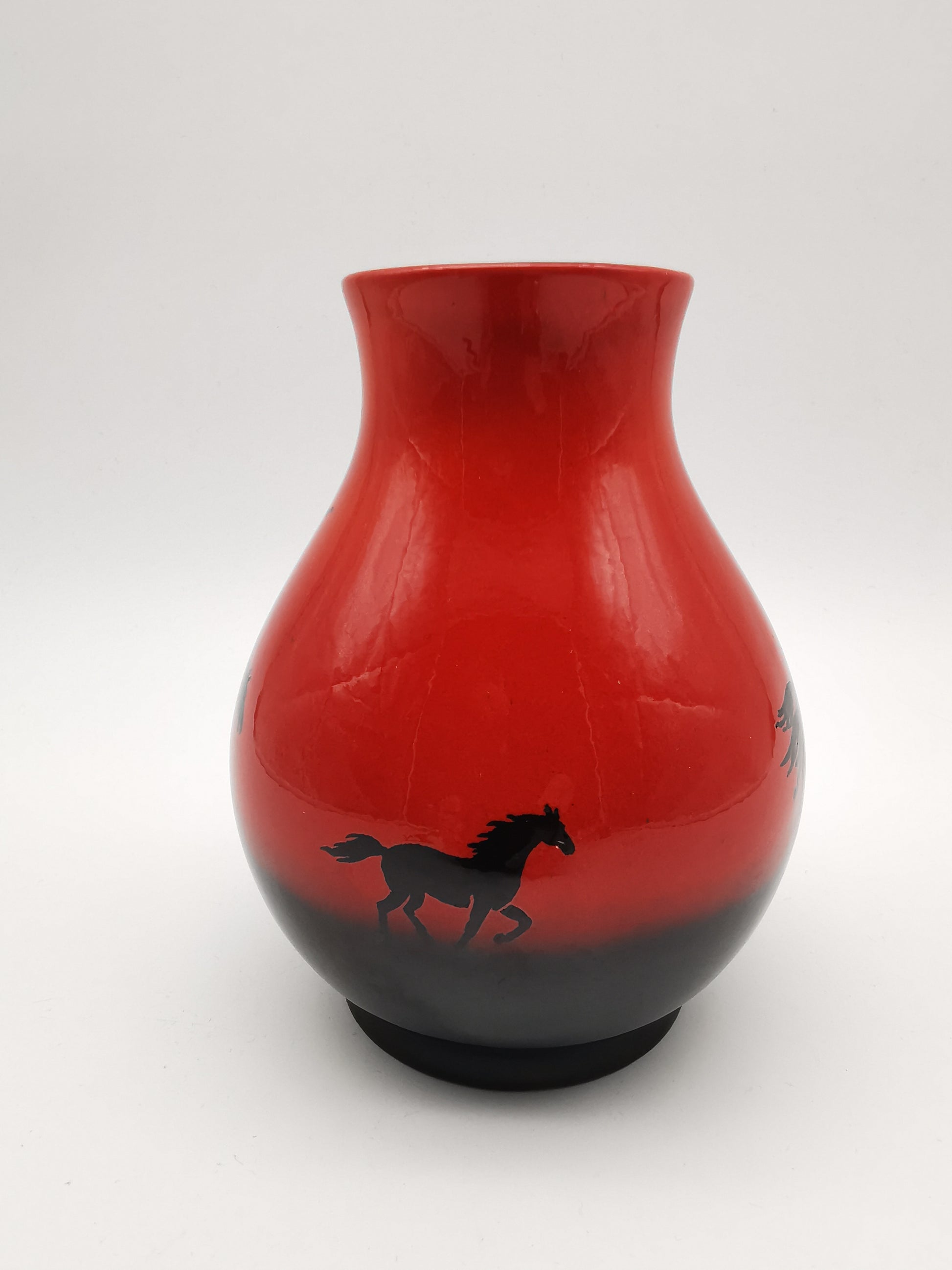 Vintage SylvaC "Wild Horses" Flambé Vase - Red & Black Sunset, Pattern 4264