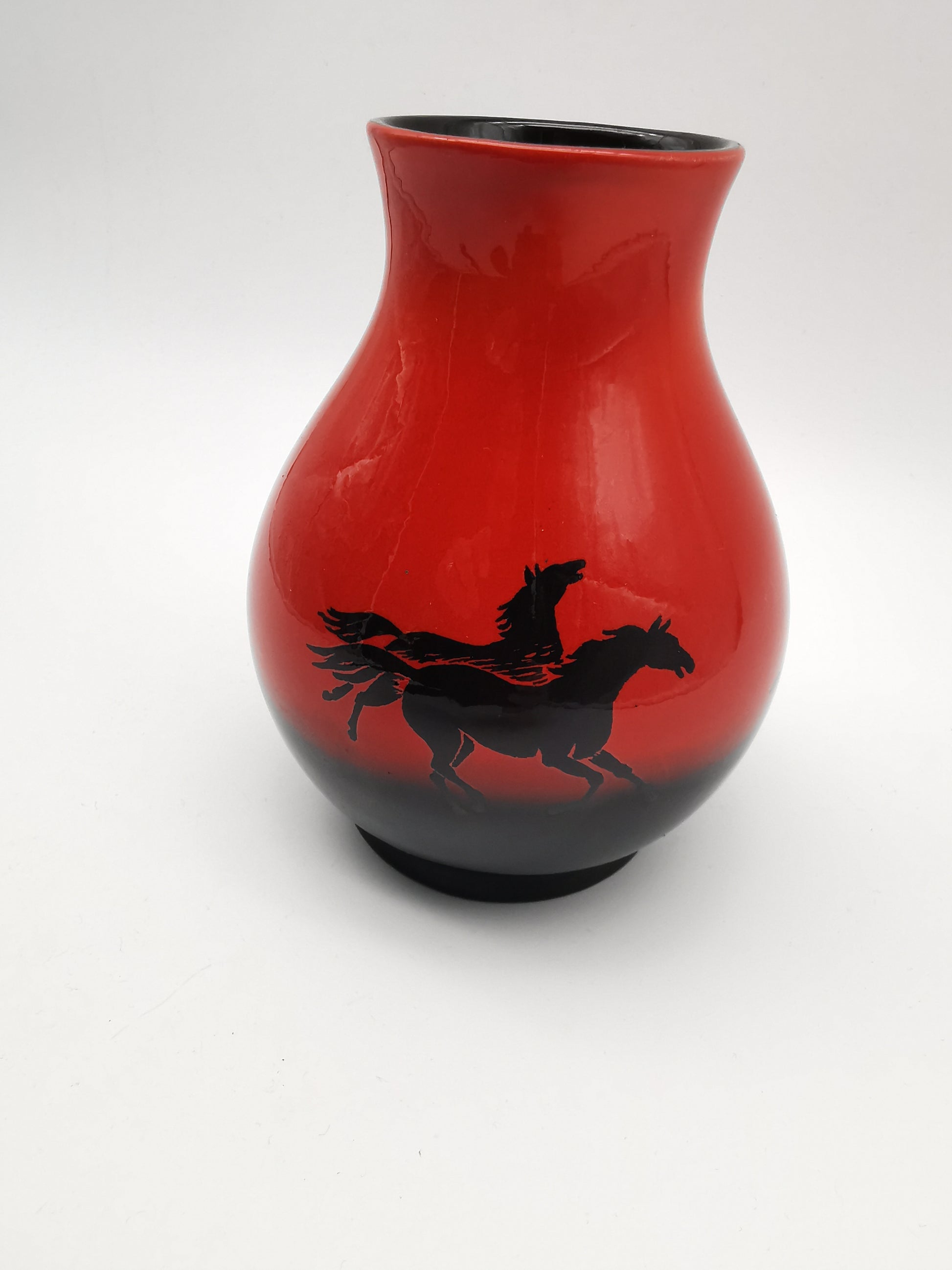 Vintage SylvaC "Wild Horses" Flambé Vase - Red & Black Sunset, Pattern 4264