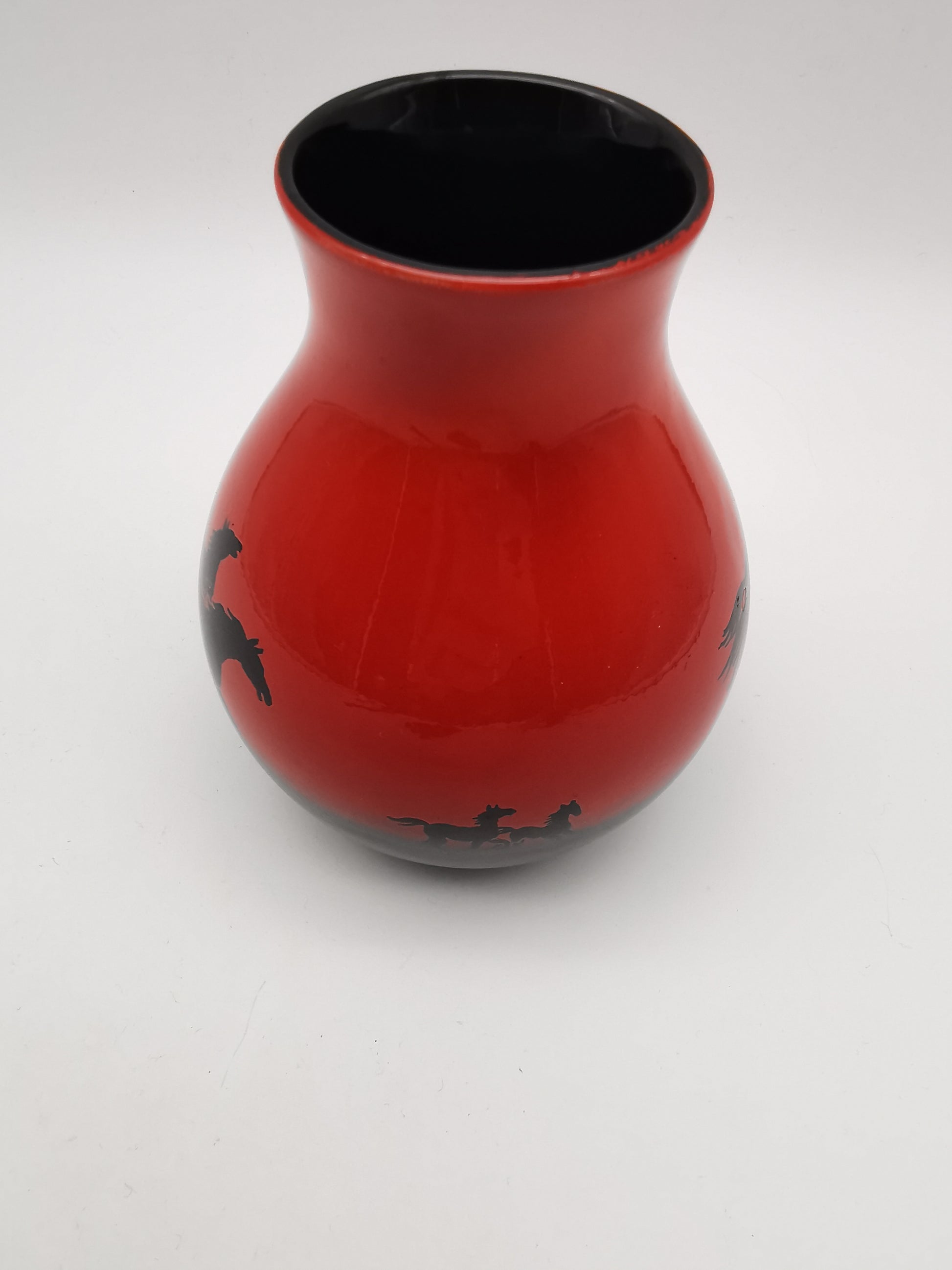 Vintage SylvaC "Wild Horses" Flambé Vase - Red & Black Sunset, Pattern 4264