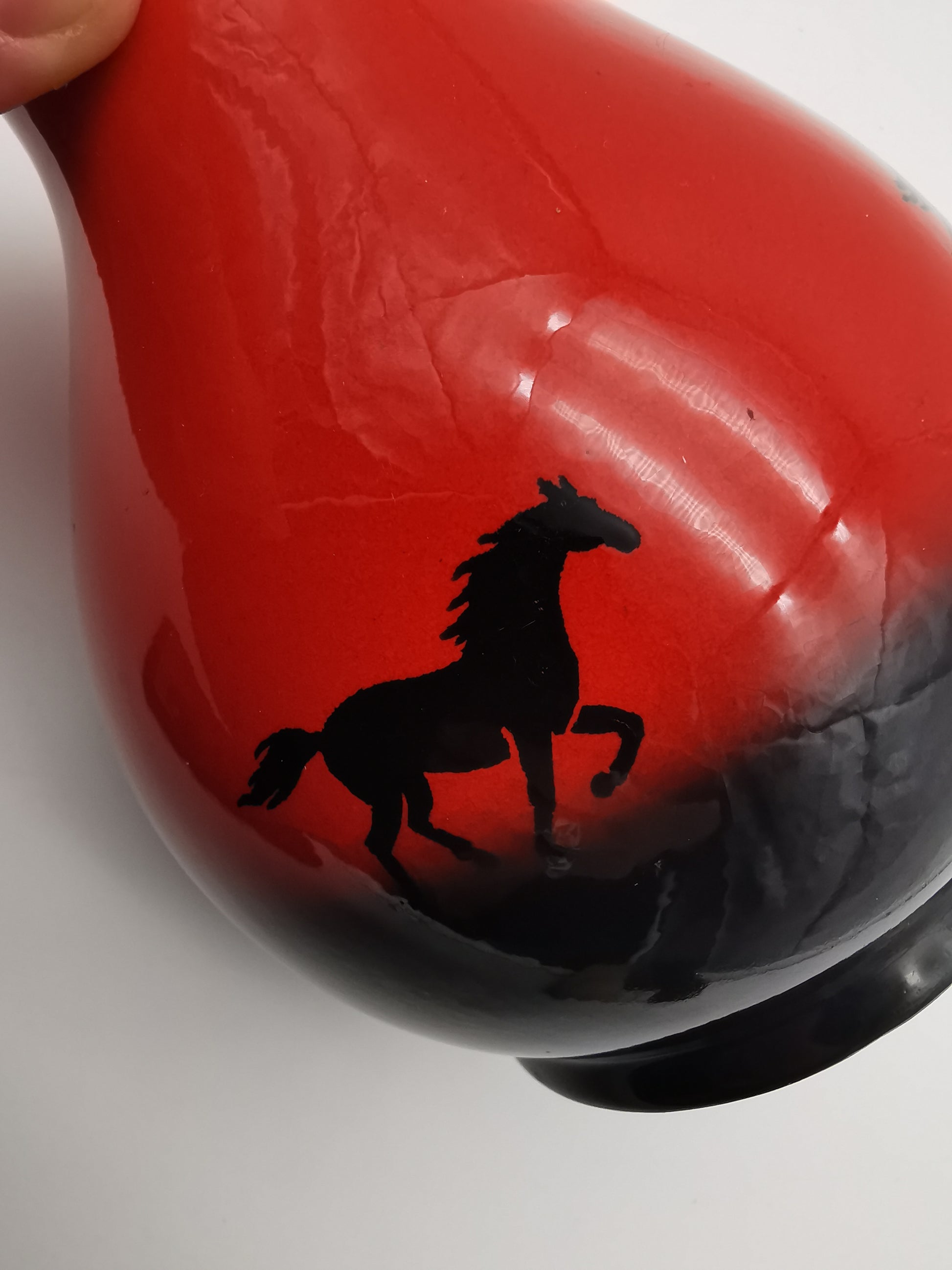 Vintage SylvaC "Wild Horses" Flambé Vase - Red & Black Sunset, Pattern 4264