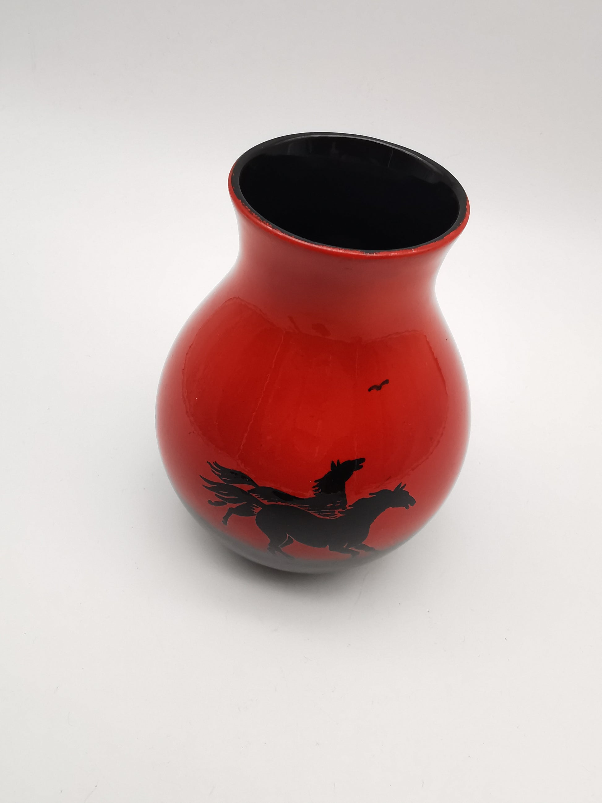 Vintage SylvaC "Wild Horses" Flambé Vase - Red & Black Sunset, Pattern 4264
