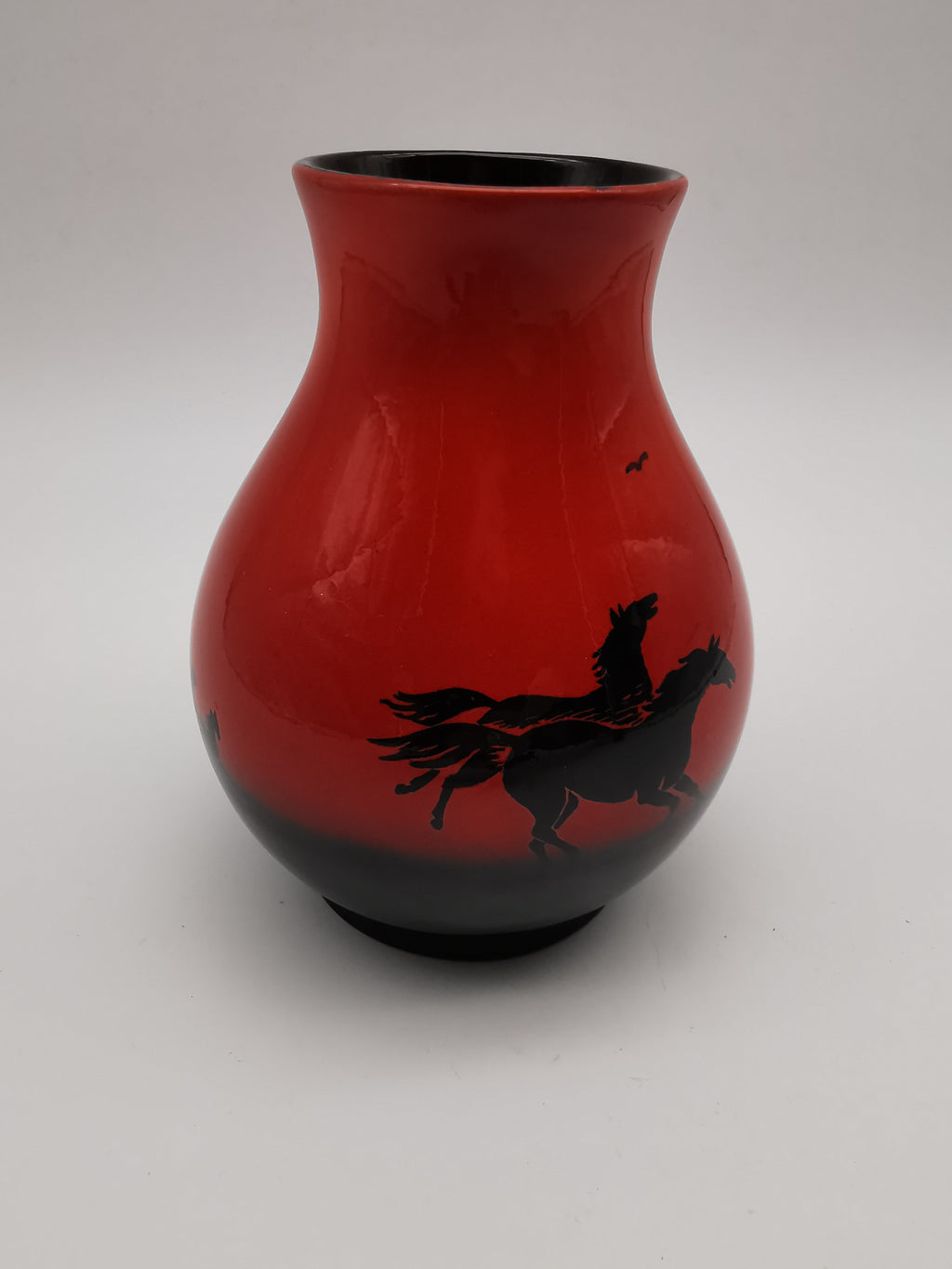 Vintage SylvaC "Wild Horses" Flambé Vase - Red & Black Sunset, Pattern 4264