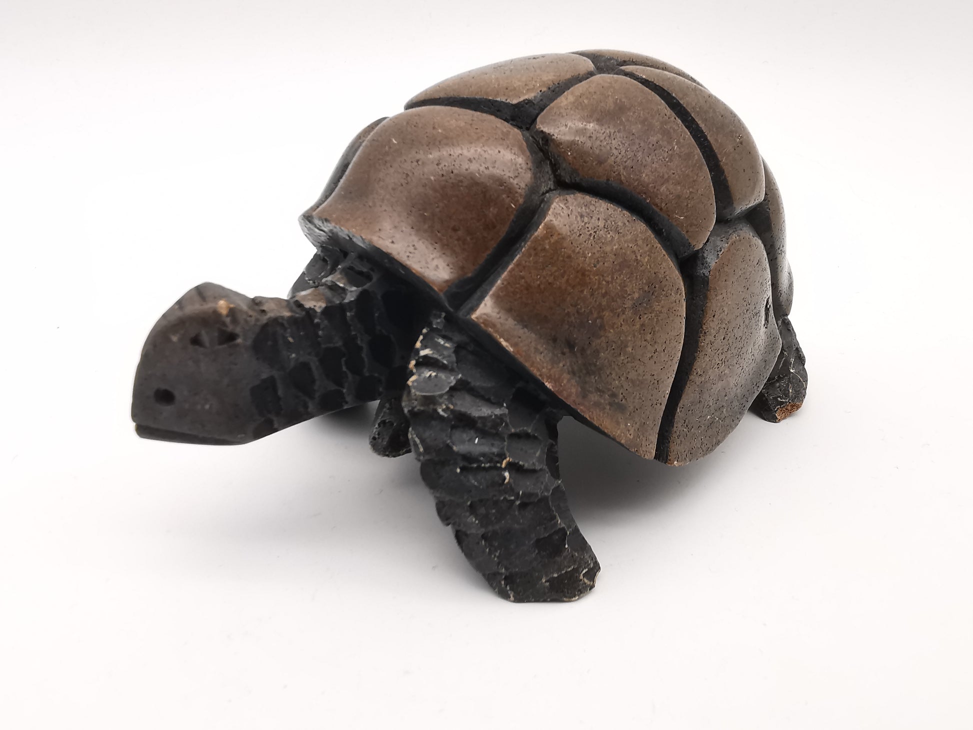 Heavy Vintage Swaziland Soapstone Tortoise – Rare Eswatini Hand-Carved Sculpture