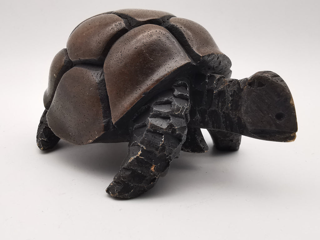Heavy Vintage Swaziland Soapstone Tortoise – Rare Eswatini Hand-Carved Sculpture