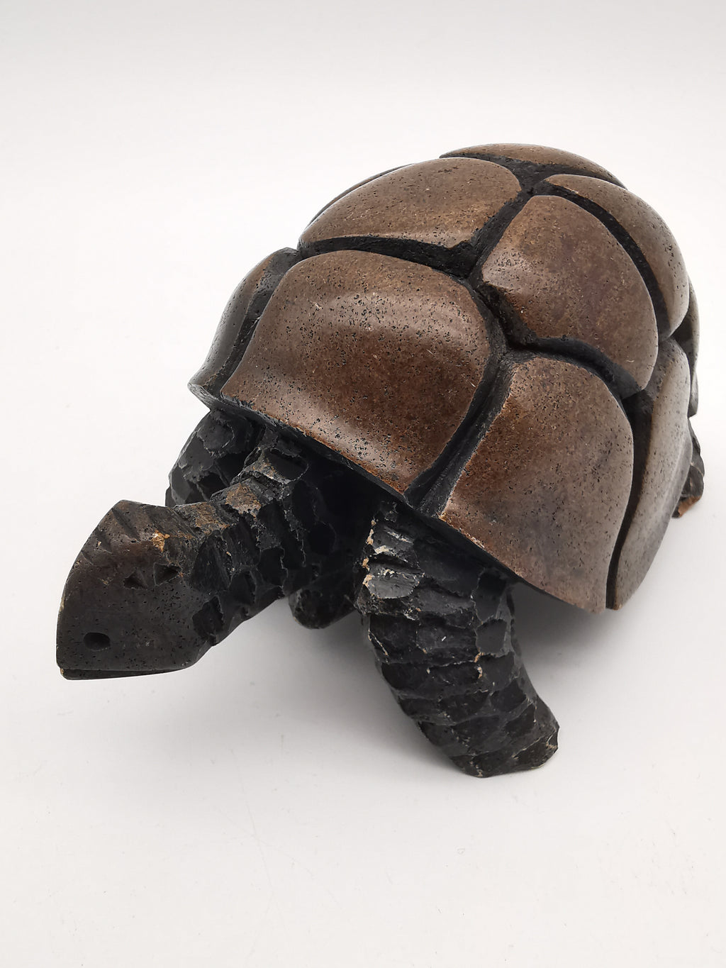 Heavy Vintage Swaziland Soapstone Tortoise – Rare Eswatini Hand-Carved Sculpture