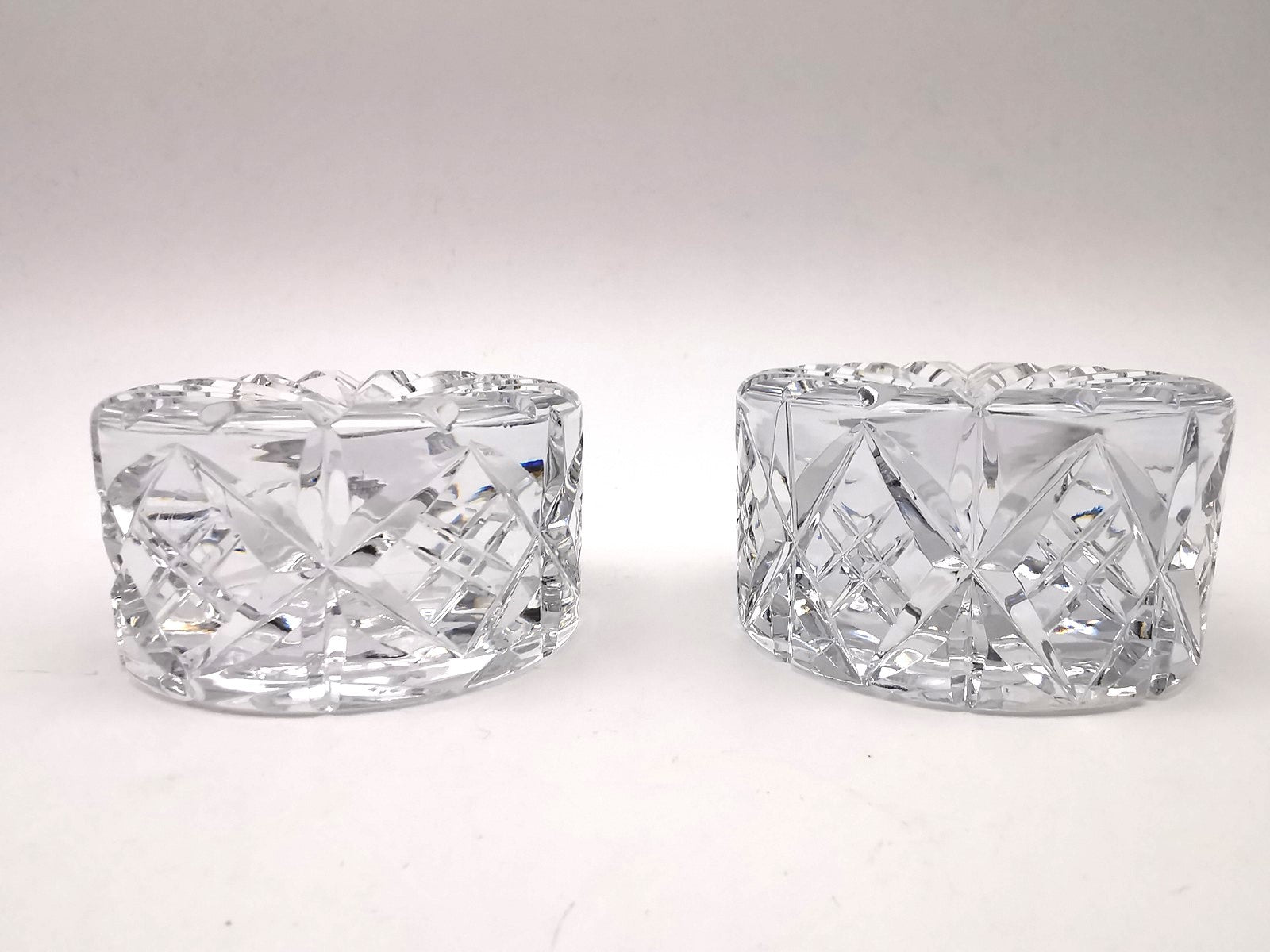 Pair of Vintage Dominion Glass Lead Crystal Heavy Paperweights
