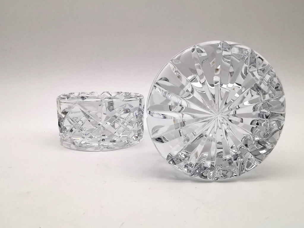 Pair of Vintage Dominion Glass Lead Crystal Heavy Paperweights