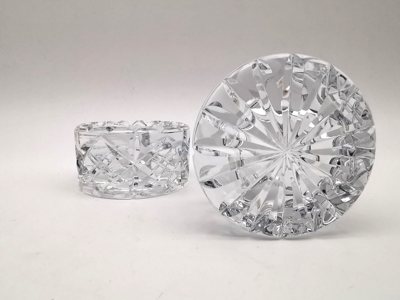 Pair of Vintage Dominion Glass Lead Crystal Heavy Paperweights