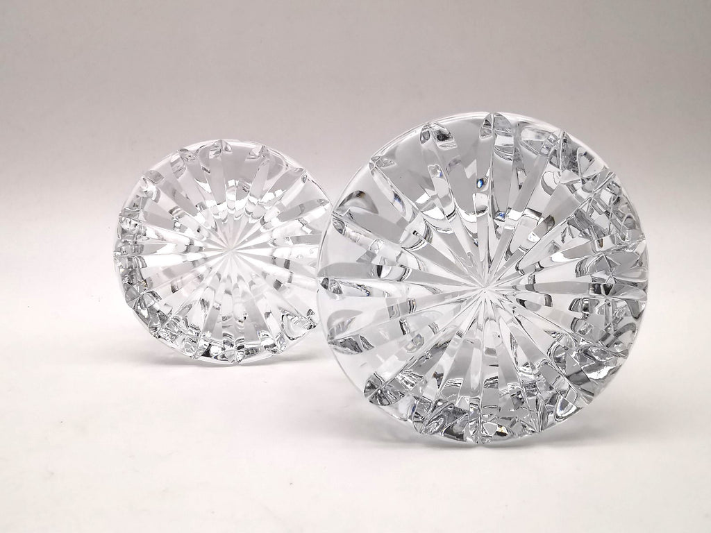 Pair of Vintage Dominion Glass Lead Crystal Heavy Paperweights