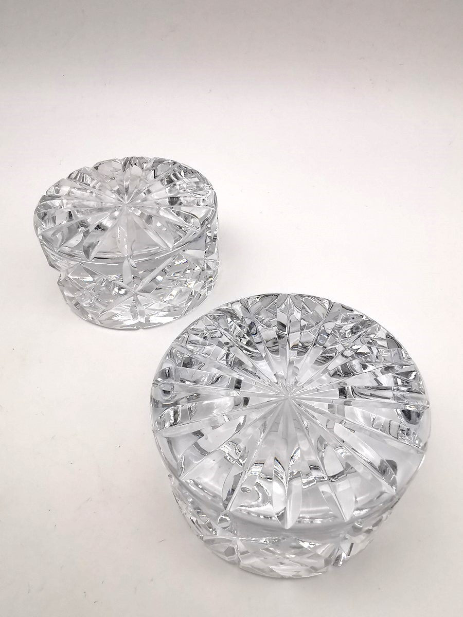 Pair of Vintage Dominion Glass Lead Crystal Heavy Paperweights
