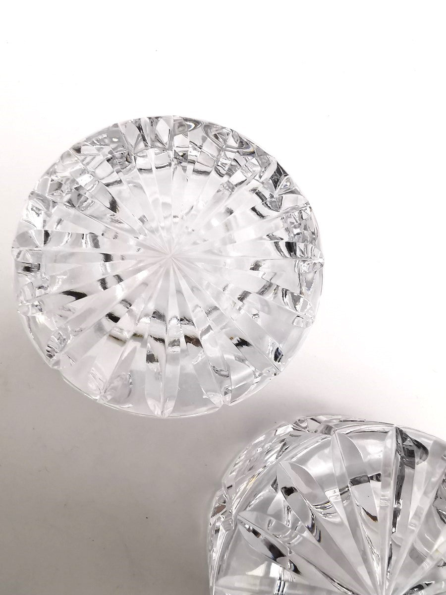 Pair of Vintage Dominion Glass Lead Crystal Heavy Paperweights