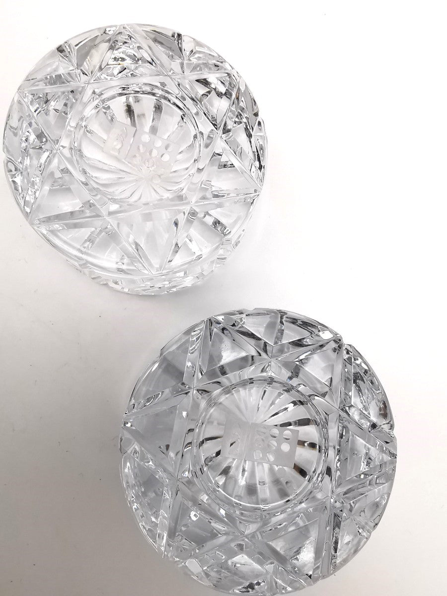 Pair of Vintage Dominion Glass Lead Crystal Heavy Paperweights