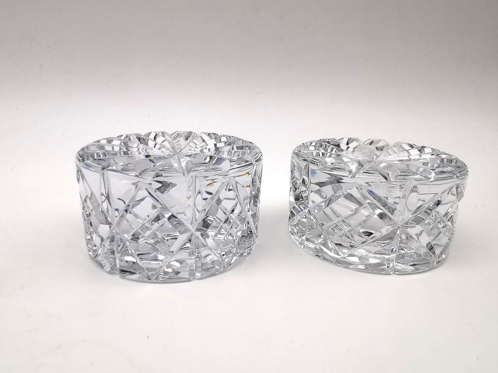 Pair of Vintage Dominion Glass Lead Crystal Heavy Paperweights