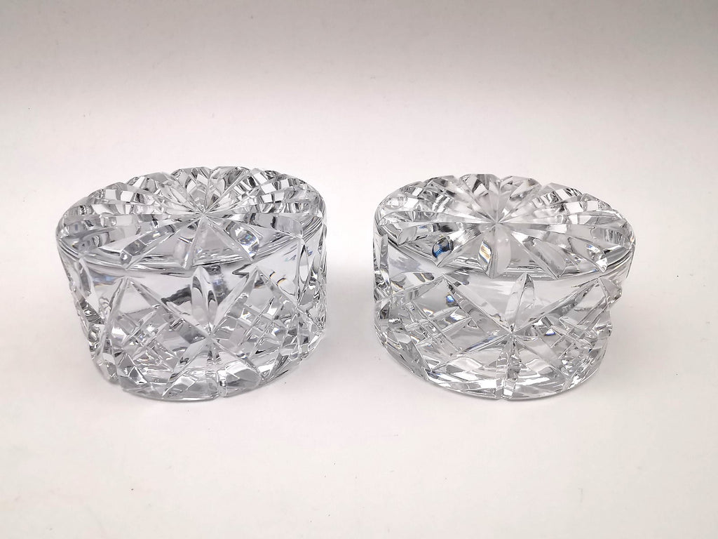 Pair of Vintage Dominion Glass Lead Crystal Heavy Paperweights