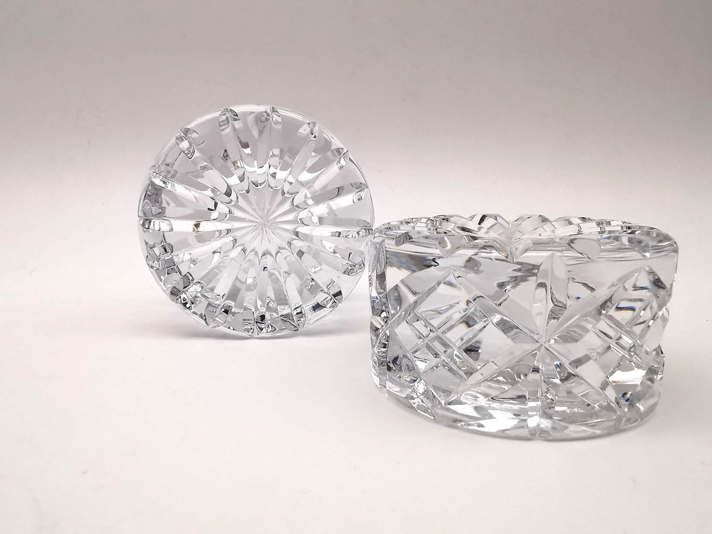 Pair of Vintage Dominion Glass Lead Crystal Heavy Paperweights