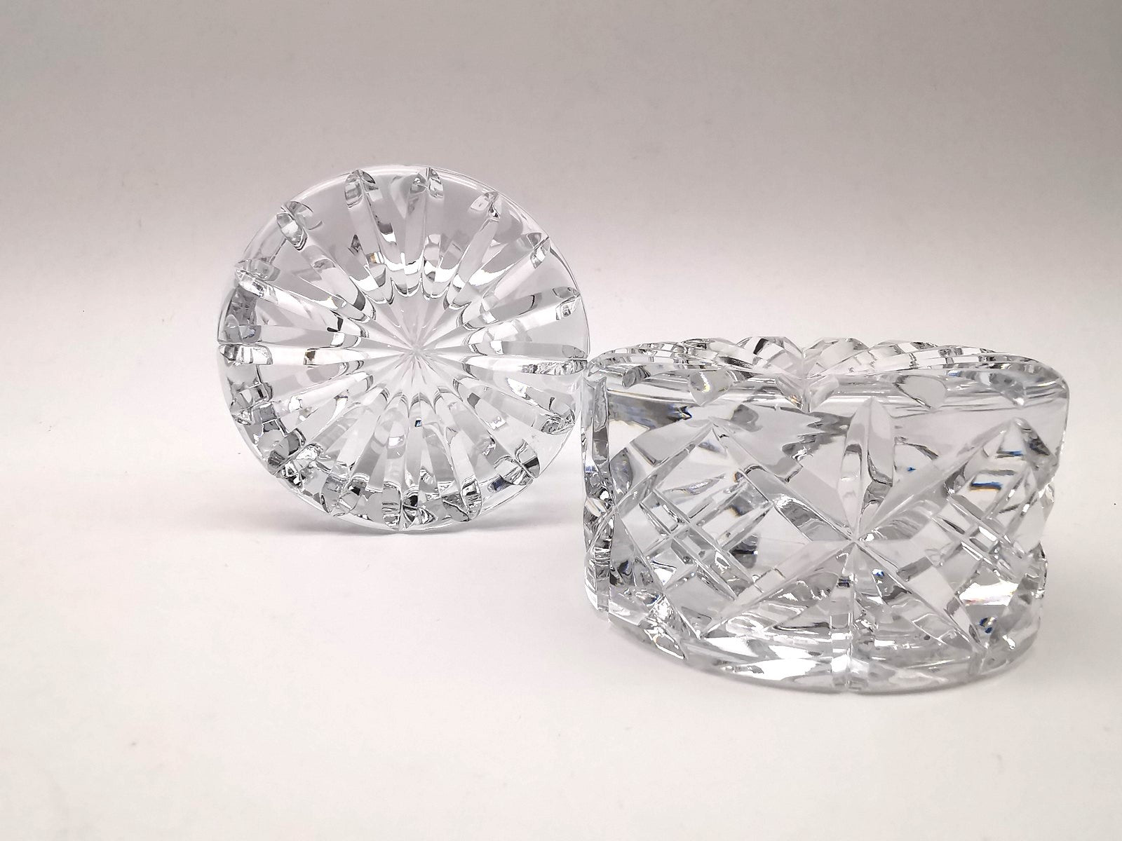 Pair of Vintage Dominion Glass Lead Crystal Heavy Paperweights