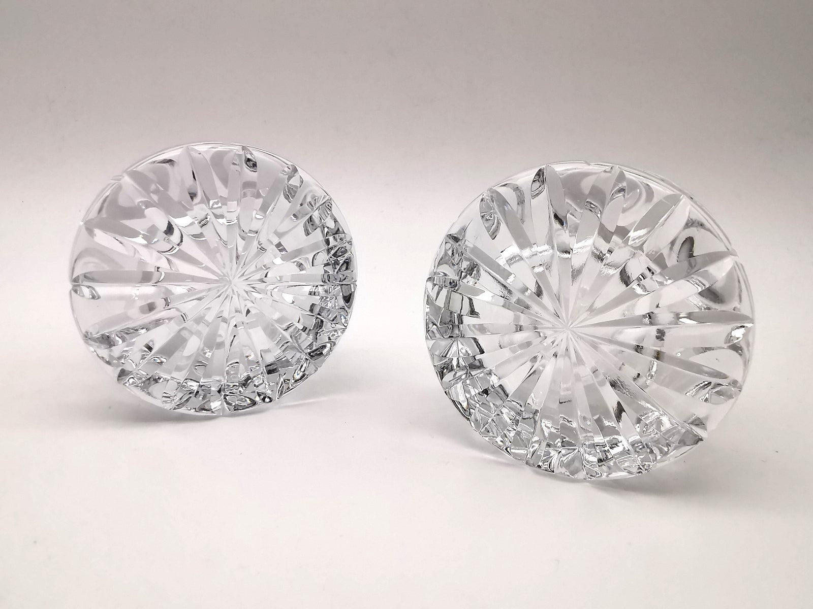 Pair of Vintage Dominion Glass Lead Crystal Heavy Paperweights