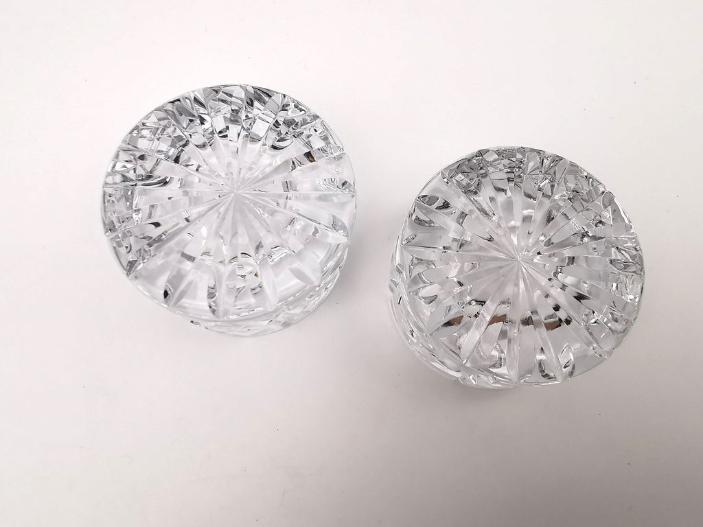Pair of Vintage Dominion Glass Lead Crystal Heavy Paperweights