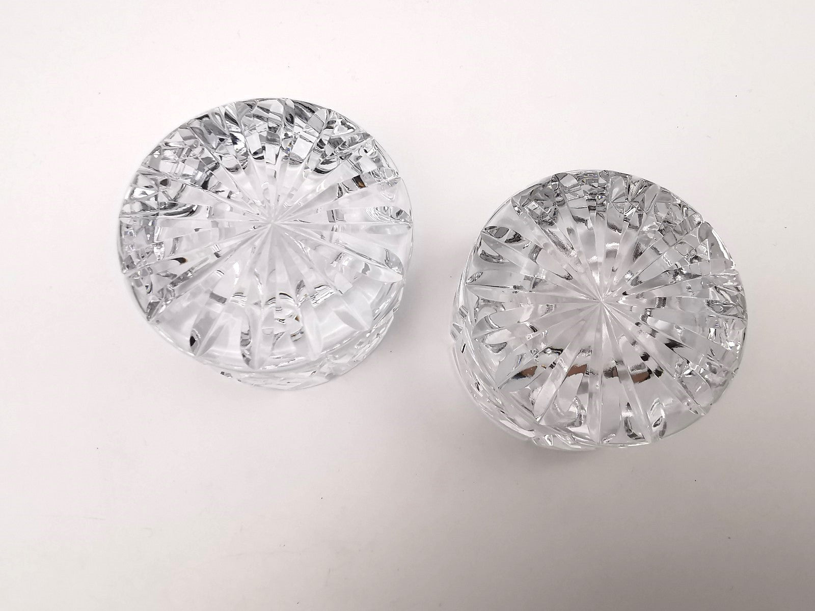 Pair of Vintage Dominion Glass Lead Crystal Heavy Paperweights