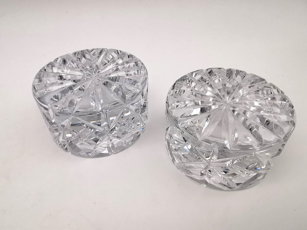 Pair of Vintage Dominion Glass Lead Crystal Heavy Paperweights
