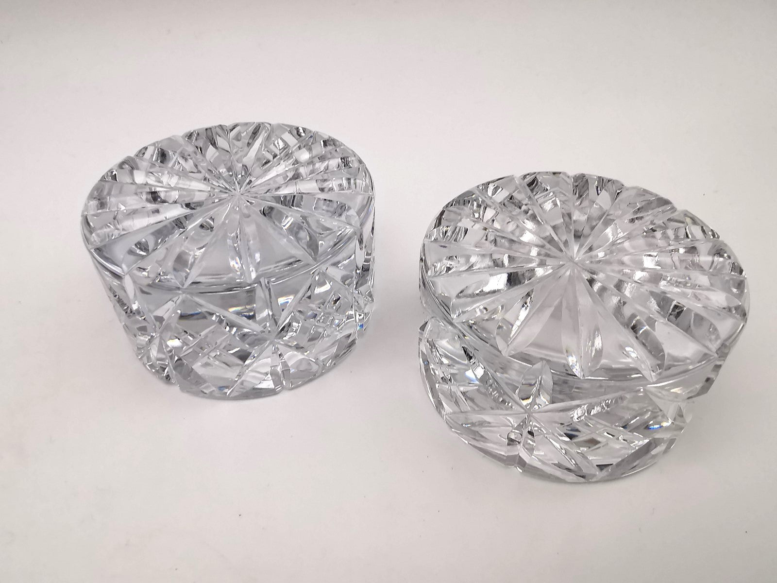 Pair of Vintage Dominion Glass Lead Crystal Heavy Paperweights